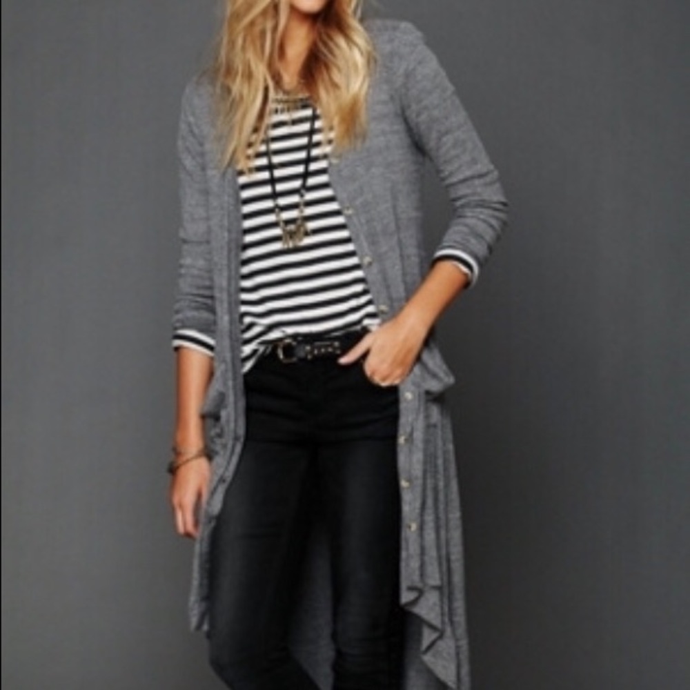 Ribbed Up Maxi Cardigan by Free People, Grey s